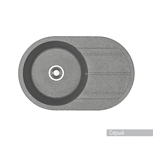 Кухонная мойка Aquaton Амира 1A712932AI230 из литого мрамора, круглая, с крылом серая Кухонная мойка Aquaton Амира 1A712932AI230 из литого мрамора, круглая, с крылом серая