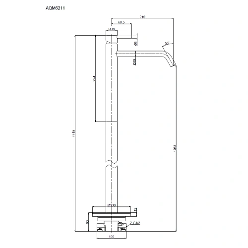 Смеситель для раковины AQUAme Siena AQM6211GM напольной, металл Смеситель для раковины AQUAme Siena AQM6211GM напольной, металл