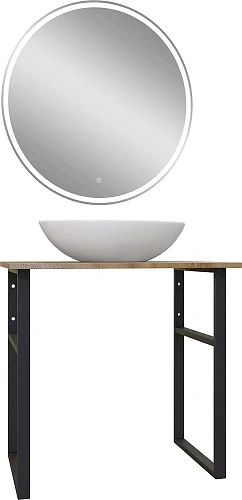 Комплект мебели DIWO Элиста 80 светлое дерево, с раковиной Moduo 55 Leaf 555050 Комплект мебели DIWO Элиста 80 светлое дерево, с раковиной Moduo 55 Leaf 555050