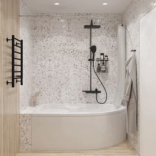 Душевая система STWORKI Стокгольм FT13651-OBD со смесителем для ванны, черная матовая 577359 Душевая система STWORKI Стокгольм FT13651-OBD со смесителем для ванны, черная матовая 577359