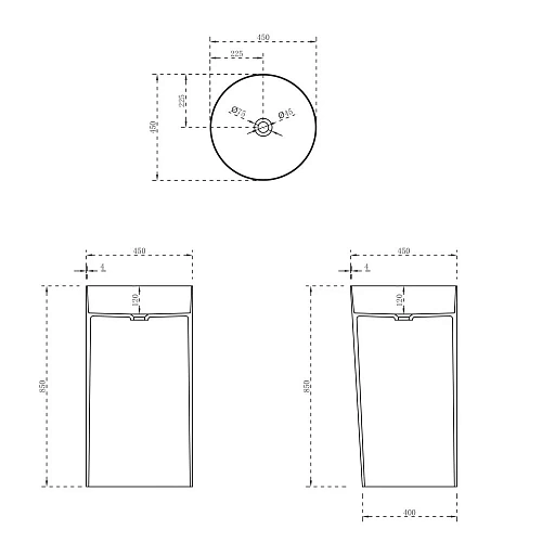 Раковина ABBER Stein AS2506 отдельностоящая, белая матовая Раковина ABBER Stein AS2506 отдельностоящая, белая матовая