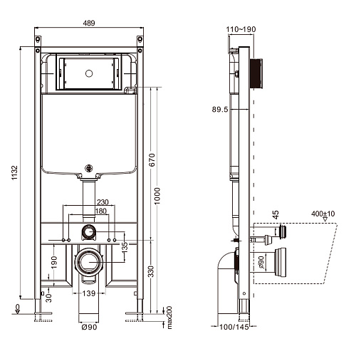 Инсталляция для унитаза AQUAme Slim AQM4003 Инсталляция для унитаза AQUAme Slim AQM4003