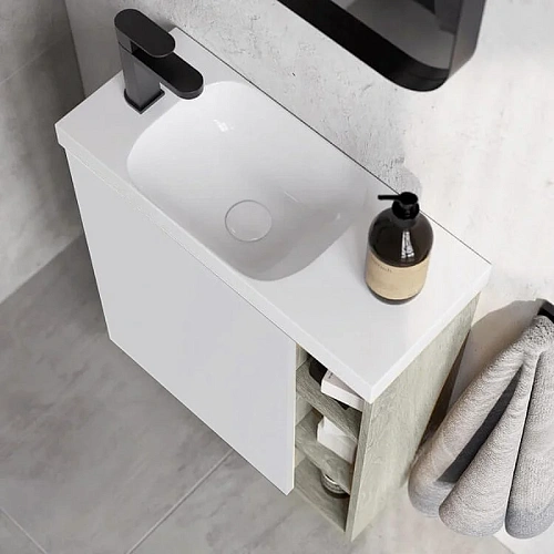 Корпус тумбы под раковину Aqwella Alba 60 L ALB0106LLS подвесной камень натуральный 600х700х250 мм Корпус тумбы под раковину Aqwella Alba 60 L ALB0106LLS подвесной камень натуральный 600х700х250 мм