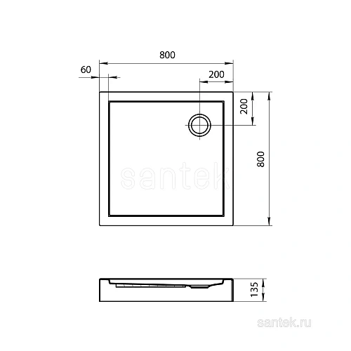 Душевой поддон Santek Палермо 80х80 квадратный белый 1WH302475 1.WH30.2.475 Душевой поддон Santek Палермо 80х80 квадратный белый 1WH302475 1.WH30.2.475