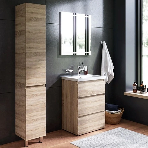 Комплект мебели AM.PM Gem S 60 BK91GC светлый дуб со смесителем для раковины и аксессуарами Комплект мебели AM.PM Gem S 60 BK91GC светлый дуб со смесителем для раковины и аксессуарами