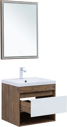 Тумба под раковину Aquanet Тренд 60 00345117 дуб рустикальный/белый сатин Тумба под раковину Aquanet Тренд 60 00345117 дуб рустикальный/белый сатин