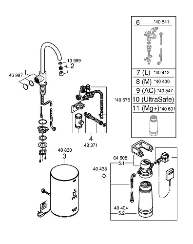 Смеситель для кухни GROHE Red Mono New с функцией кипячения воды (Водонагреватель M-size в комплекте 30085001 Смеситель для кухни GROHE Red Mono New с функцией кипячения воды (Водонагреватель M-size в комплекте 30085001