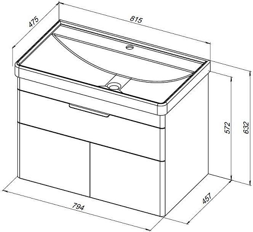 Тумба под раковину Aquanet Ирис new 815 белый глянец (1 ящик, 2 дверцы) 00310150 Тумба под раковину Aquanet Ирис new 815 белый глянец (1 ящик, 2 дверцы) 00310150