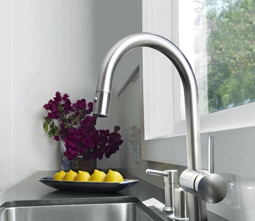 Смеситель для кухни GROHE Minta с выдвижным C-изливом, суперсталь (32321DC0) Смеситель для кухни GROHE Minta с выдвижным C-изливом, суперсталь (32321DC0)