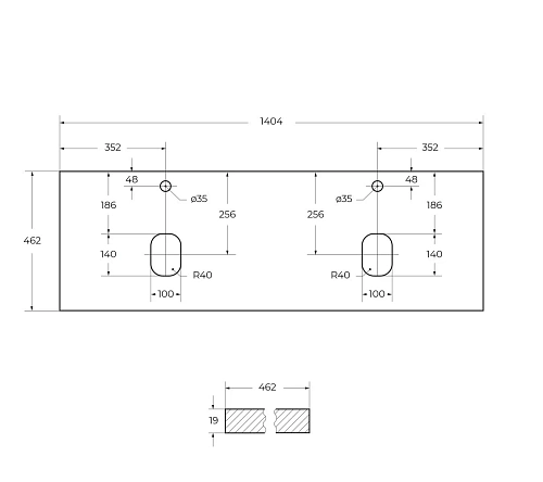 Столешница BelBagno EK-140-2-BO Bianco Opaco 1404x462 Столешница BelBagno EK-140-2-BO Bianco Opaco 1404x462