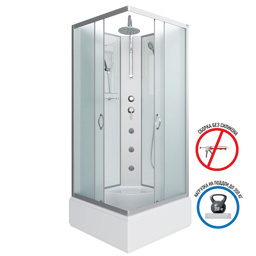 Душевая кабина Niagara Classic NG-1108-14BKTG (900х900х2100) средний поддон (26см) стекло матовое с полкой 11081424BKTG Душевая кабина Niagara Classic NG-1108-14BKTG (900х900х2100) средний поддон (26см) стекло матовое с полкой 11081424BKTG