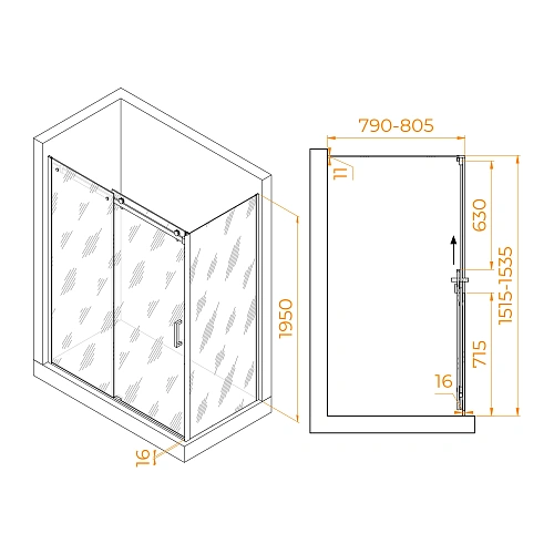 Душевой уголок RGW TO-44 (TO-14 + Z-050-2) 1500x800 мм 02074458-11 хром Easy Clean Душевой уголок RGW TO-44 (TO-14 + Z-050-2) 1500x800 мм 02074458-11 хром Easy Clean