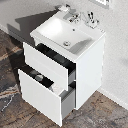 Тумба под раковину AM.PM Gem M90FSX0502WG напольная, 50 см push-to-open, белый, Тумба под раковину AM.PM Gem M90FSX0502WG напольная, 50 см push-to-open, белый,