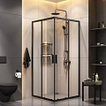 Душевой уголок AM.PM Gem 90х90 WK93EP с душевой системой и аксессуарами, профиль черный матовый, стекло прозрачное Душевой уголок AM.PM Gem 90х90 WK93EP с душевой системой и аксессуарами, профиль черный матовый, стекло прозрачное