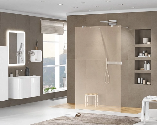 Душевая перегородка CEZARES LIBERTA-L-2-110-BR-Cr 110см стекло тонированное (бронза), профиль хром Душевая перегородка CEZARES LIBERTA-L-2-110-BR-Cr 110см стекло тонированное (бронза), профиль хром