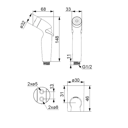 Гигиеническая лейка Damixa Shower program 760550100 с держателем, хром Гигиеническая лейка Damixa Shower program 760550100 с держателем, хром