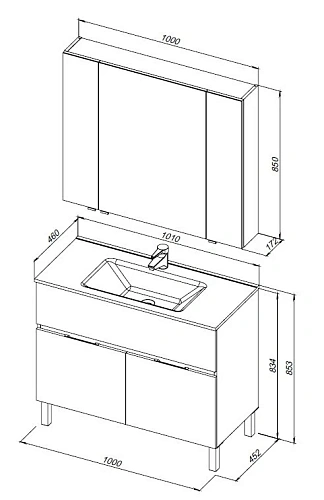 Комплект мебели Aquanet Алвита New 100 1 ящик, 2 дверцы, антрацит 00273988 Комплект мебели Aquanet Алвита New 100 1 ящик, 2 дверцы, антрацит 00273988