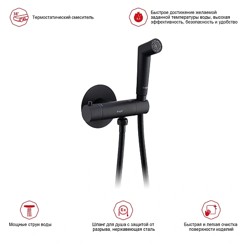 Гигиенический душ Raglo R23.56.06 встраиваемый с термостатом, черный Гигиенический душ Raglo R23.56.06 встраиваемый с термостатом, черный