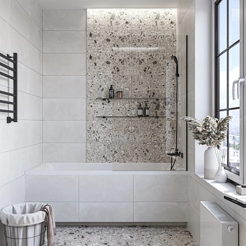 Шторка на ванну DIWO Ростов 4GW013 неподвижная, 80x150, черная матовая 556141 Шторка на ванну DIWO Ростов 4GW013 неподвижная, 80x150, черная матовая 556141