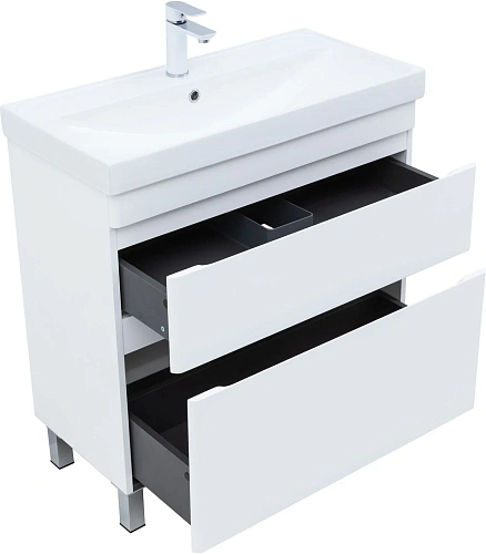 Тумба под раковину Aquanet Слим 80 00346044 напольная, белый сатин Тумба под раковину Aquanet Слим 80 00346044 напольная, белый сатин