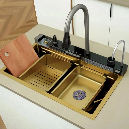 Кухонная мойка Ceruttispa GLORIA CT10355 Nano Gold золото из нержавеющей стали 750х460х230 Кухонная мойка Ceruttispa GLORIA CT10355 Nano Gold золото из нержавеющей стали 750х460х230