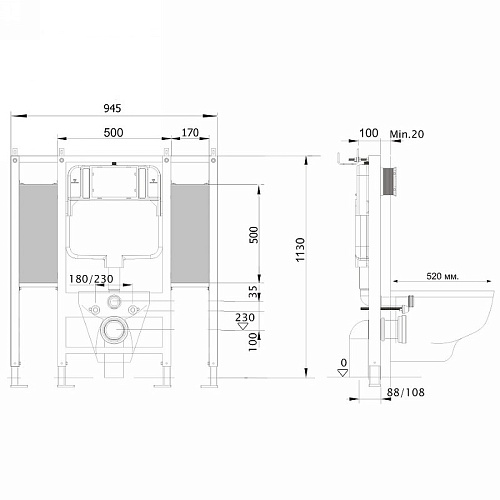 Инсталляция для унитаза Aquatek 1130x950x100 для лиц с ограниченными возможностями/установки INS-0000015 Инсталляция для унитаза Aquatek 1130x950x100 для лиц с ограниченными возможностями/установки INS-0000015