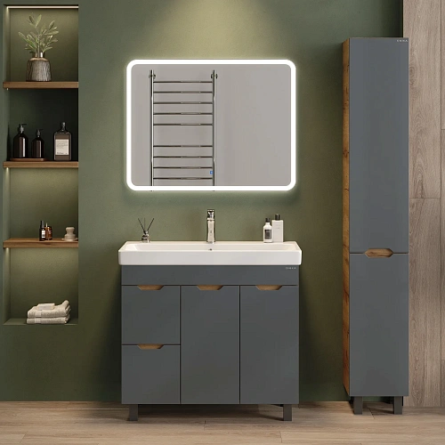 Тумба под раковину Onika Айленд 90 см 109032 напольная, графит/дуб крафт золотой, с корзиной (для Адриана 90) Тумба под раковину Onika Айленд 90 см 109032 напольная, графит/дуб крафт золотой, с корзиной (для Адриана 90)