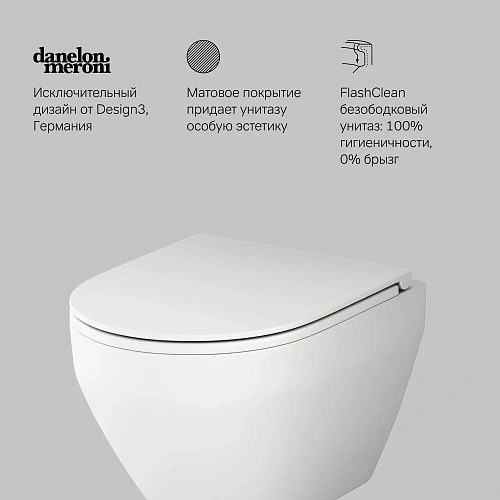 Унитаз подвесной AM.PM Spirit V2.0 C701700MWSC FlashClean с сиденьем микролифт, белый матовый Унитаз подвесной AM.PM Spirit V2.0 C701700MWSC FlashClean с сиденьем микролифт, белый матовый