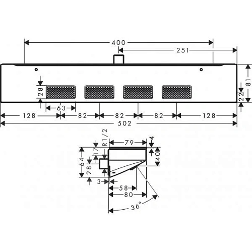 Верхний душ hansgrohe Rainfinity 500 1jet с полкой для душа h26243700 Верхний душ hansgrohe Rainfinity 500 1jet с полкой для душа h26243700