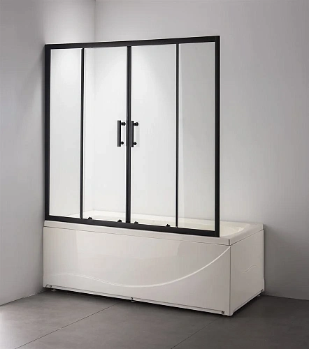 Шторка на ванну Taliente 170x140см, раздвижная, прозрачное стекло 6мм, черный профиль TA-1714CB Шторка на ванну Taliente 170x140см, раздвижная, прозрачное стекло 6мм, черный профиль TA-1714CB