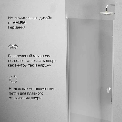 Душевая дверь AM.PM Sunny W87G-90-1P-MT распашная 90x190 профиль серебро, стекло прозрачное Душевая дверь AM.PM Sunny W87G-90-1P-MT распашная 90x190 профиль серебро, стекло прозрачное