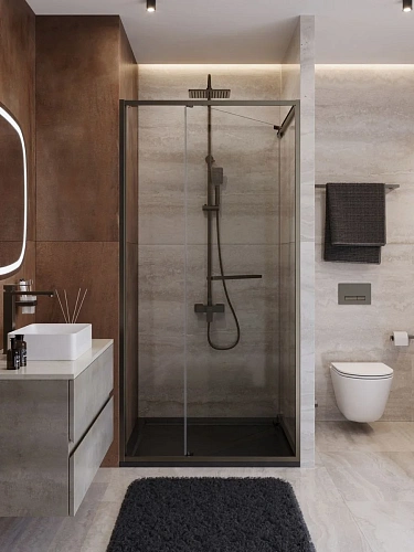 Душевая дверь CEZARES LUX-B-FS-1-100-C-GM 100 см, профиль оружейная сталь, стекло прозрачное Душевая дверь CEZARES LUX-B-FS-1-100-C-GM 100 см, профиль оружейная сталь, стекло прозрачное