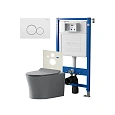 Комплект инсталляции Point Элемент PN45120 с клавишей смыва Виктория, белая/хром, PN44061WC и унитазом Вега сер мат, PN41711GM Комплект инсталляции Point Элемент PN45120 с клавишей смыва Виктория, белая/хром, PN44061WC и унитазом Вега сер мат, PN41711GM
