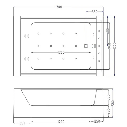 Акриловая ванна Ceruttispa C-454A 1700x1200x580 гидромассажная Акриловая ванна Ceruttispa C-454A 1700x1200x580 гидромассажная