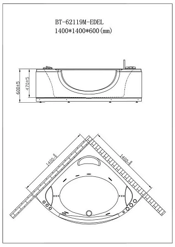 Акриловая ванна Orans BT 62 BT-62119 140x140 см 62119M0 Акриловая ванна Orans BT 62 BT-62119 140x140 см 62119M0