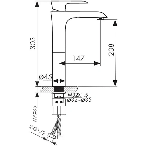 Смеситель для раковины Kaiser Nove 06111 Смеситель для раковины Kaiser Nove 06111