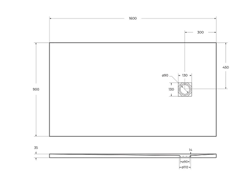Душевой поддон BelBagno UNO TRAY-MR-UNO-AH-160/90-35-W-CR 1600x900 из искусственного мрамора в комплекте с сифоном белый Душевой поддон BelBagno UNO TRAY-MR-UNO-AH-160/90-35-W-CR 1600x900 из искусственного мрамора в комплекте с сифоном белый