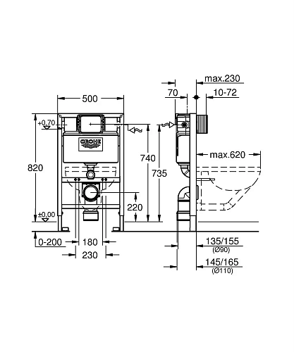 Инсталляция для унитаза GROHE Rapid SL (38948000) с монтажными уголками Инсталляция для унитаза GROHE Rapid SL (38948000) с монтажными уголками