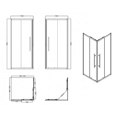 Душевой уголок Esbano FLEX (ESOGF100KVB) ESF-100KV-B 100x100x195 Душевой уголок Esbano FLEX (ESOGF100KVB) ESF-100KV-B 100x100x195