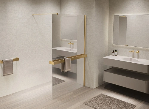 Душевая перегородка Vincea Walk-In VSW-1HR100MRG 1000x2000 матовый золотой, стекло зеркальное Душевая перегородка Vincea Walk-In VSW-1HR100MRG 1000x2000 матовый золотой, стекло зеркальное