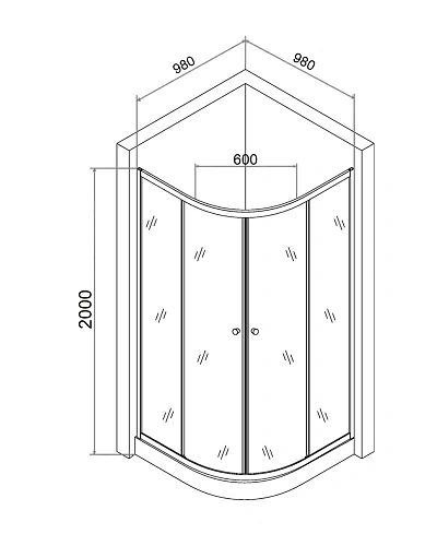 Душевой уголок Agger A01-100TCR с поддоном 98х98х200 стекло прозрачное Душевой уголок Agger A01-100TCR с поддоном 98х98х200 стекло прозрачное