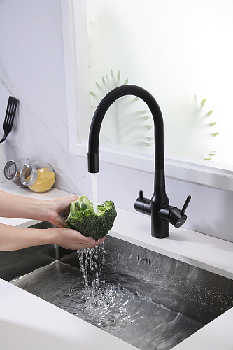 Смеситель для кухни Paulmark SALIX черный Sa213419-BLM Смеситель для кухни Paulmark SALIX черный Sa213419-BLM