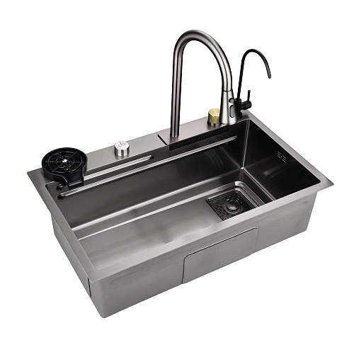 Кухонная мойка ArtDecco Elegant Flow 75 AEF117546 графит, из нержавеющей стали Кухонная мойка ArtDecco Elegant Flow 75 AEF117546 графит, из нержавеющей стали