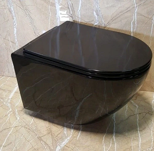 Унитаз подвесной CeramaLux 2196 -18 черный с крышкой микролифт Унитаз подвесной CeramaLux 2196 -18 черный с крышкой микролифт