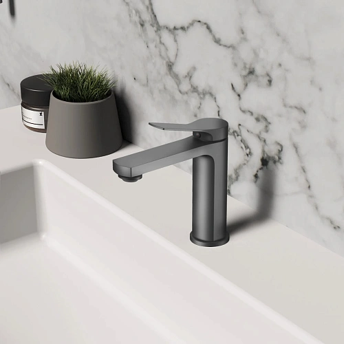 Смеситель для раковины Vincea Arco VBF-4AR01GM, вороненая сталь Смеситель для раковины Vincea Arco VBF-4AR01GM, вороненая сталь