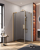 Картинка анонса товара «душевой уголок cezares slider-ah-1-80-90/100-grigio-boro 90-100x80см стекло тонированное (графит), профиль брашированное золото»