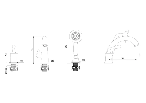 Смеситель на борт ванны Wonzon & Woghand хром (WW-88659008-CR) Смеситель на борт ванны Wonzon & Woghand хром (WW-88659008-CR)