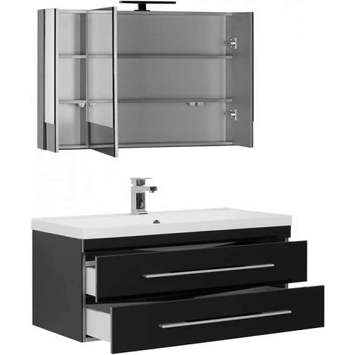 Комплект мебели Aquanet Верона NEW 100 черный (подвесной 2 ящика) 00230319 Комплект мебели Aquanet Верона NEW 100 черный (подвесной 2 ящика) 00230319