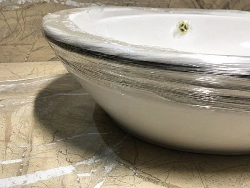 Раковина CeramaLux 3573 накладная, белый/хром Раковина CeramaLux 3573 накладная, белый/хром