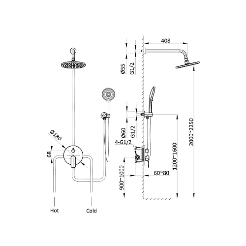 Душевая система Vincea Desire VSFW-1D1GM, встраиваемый, 2 режима, вороненая сталь Душевая система Vincea Desire VSFW-1D1GM, встраиваемый, 2 режима, вороненая сталь
